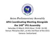 Report of APA Coordinating Meeting on the sideline of the 148th IPU Assembly